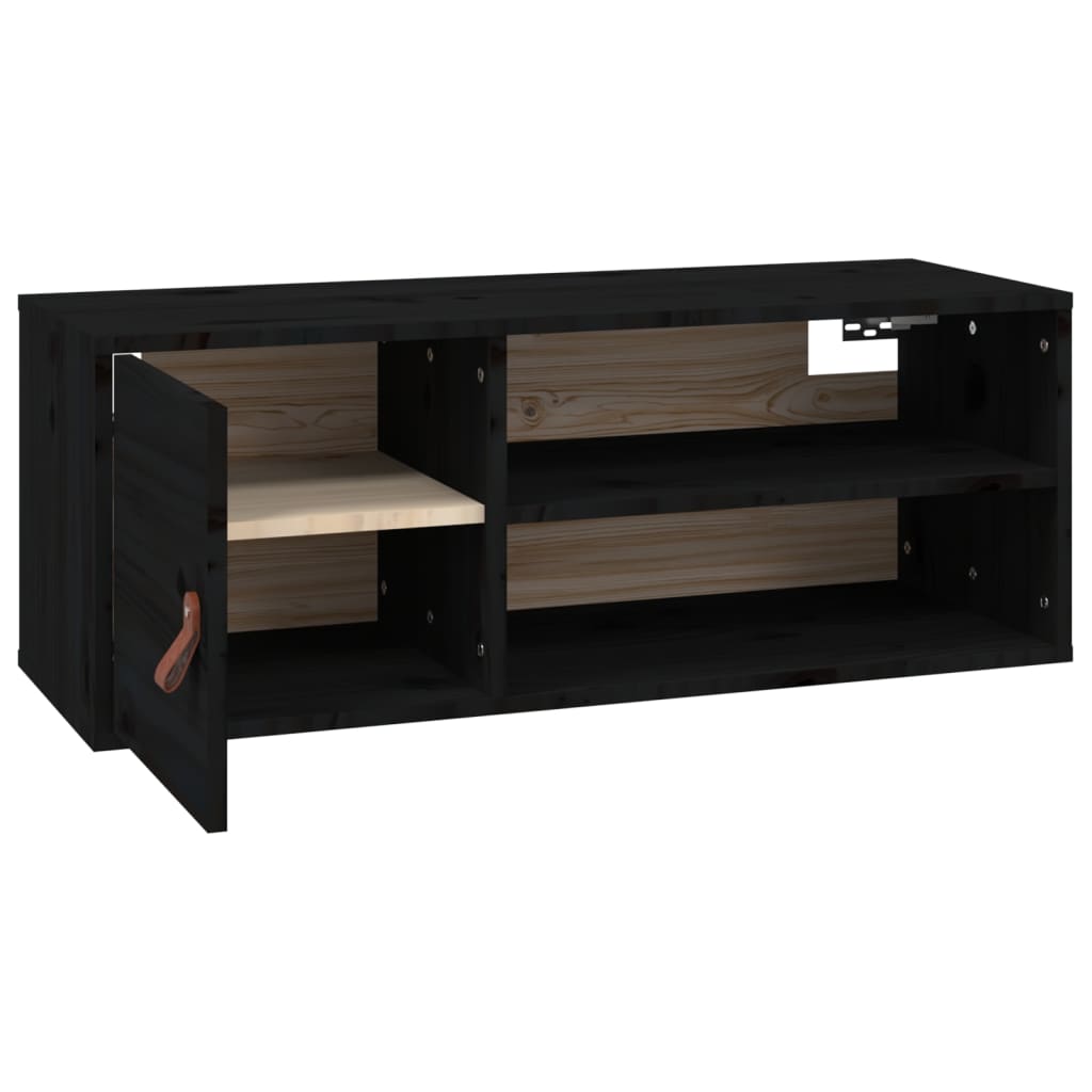 Wandkasten 2 St 80X30X30 Cm Massief Grenenhout Zwart