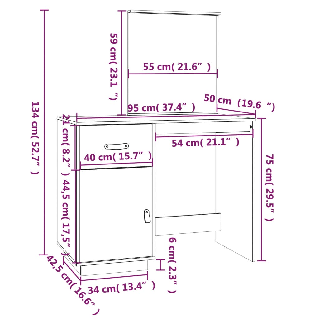 Kaptafel 95X50X134 Cm Massief Grenenhout Naturel