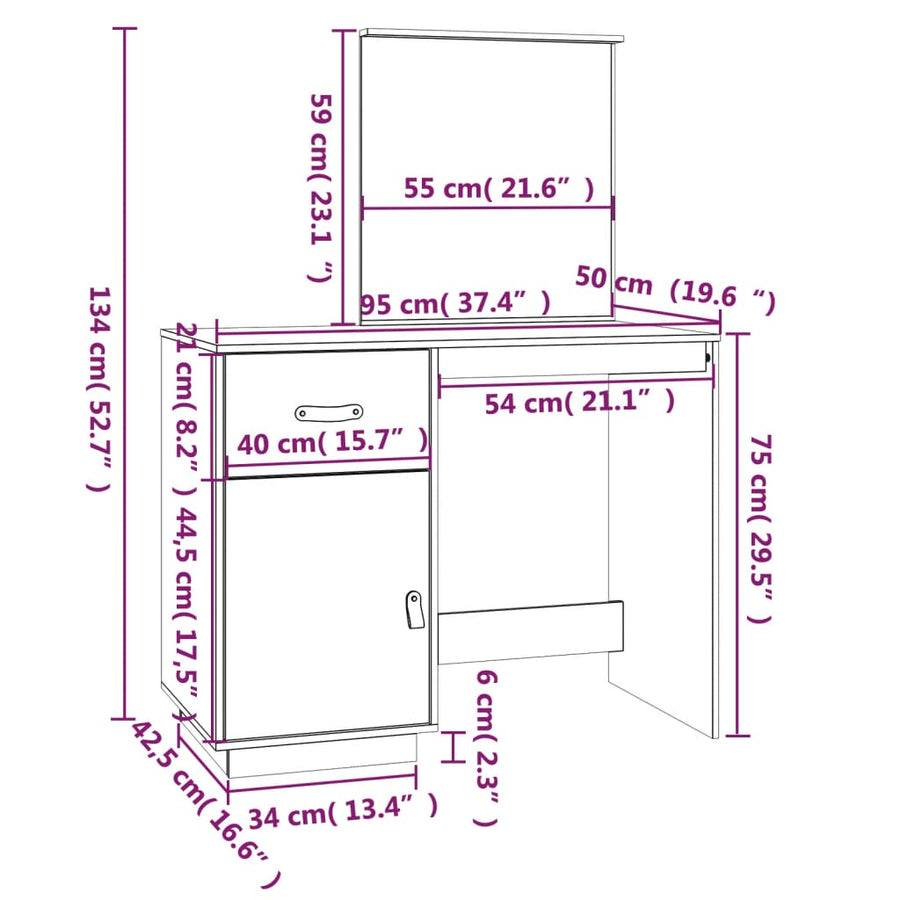 Kaptafel 95X50X134 Cm Massief Grenenhout Naturel