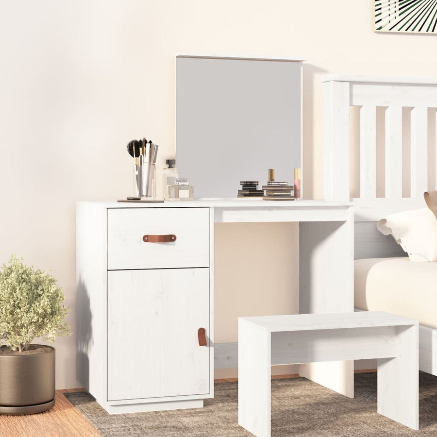 Kaptafel 95X50X134 Cm Massief Grenenhout Wit