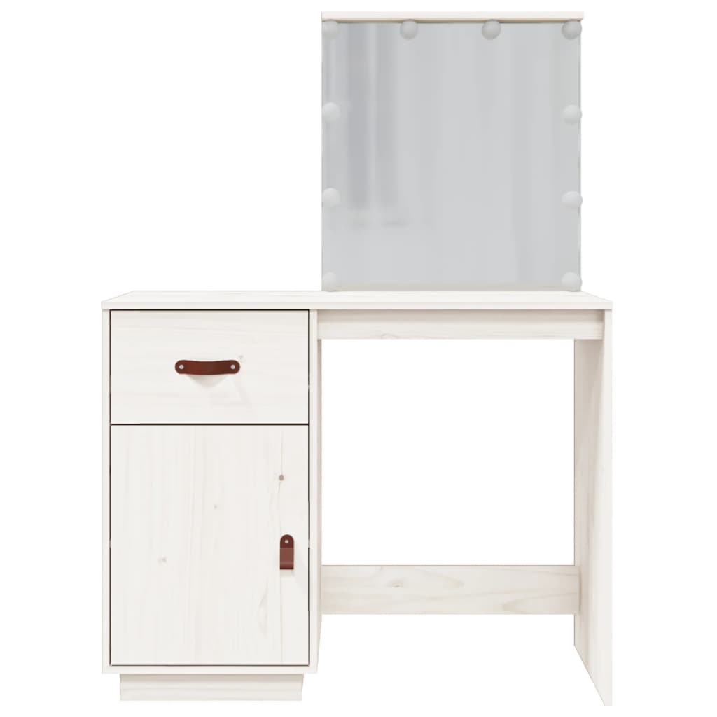 Kaptafel Met Led 95X50X133,5 Cm Massief Grenenhout Wit
