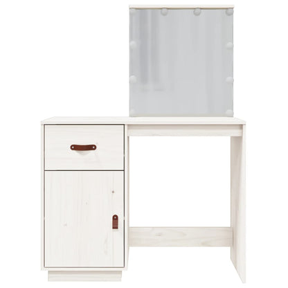 Kaptafel Met Led 95X50X133,5 Cm Massief Grenenhout Wit