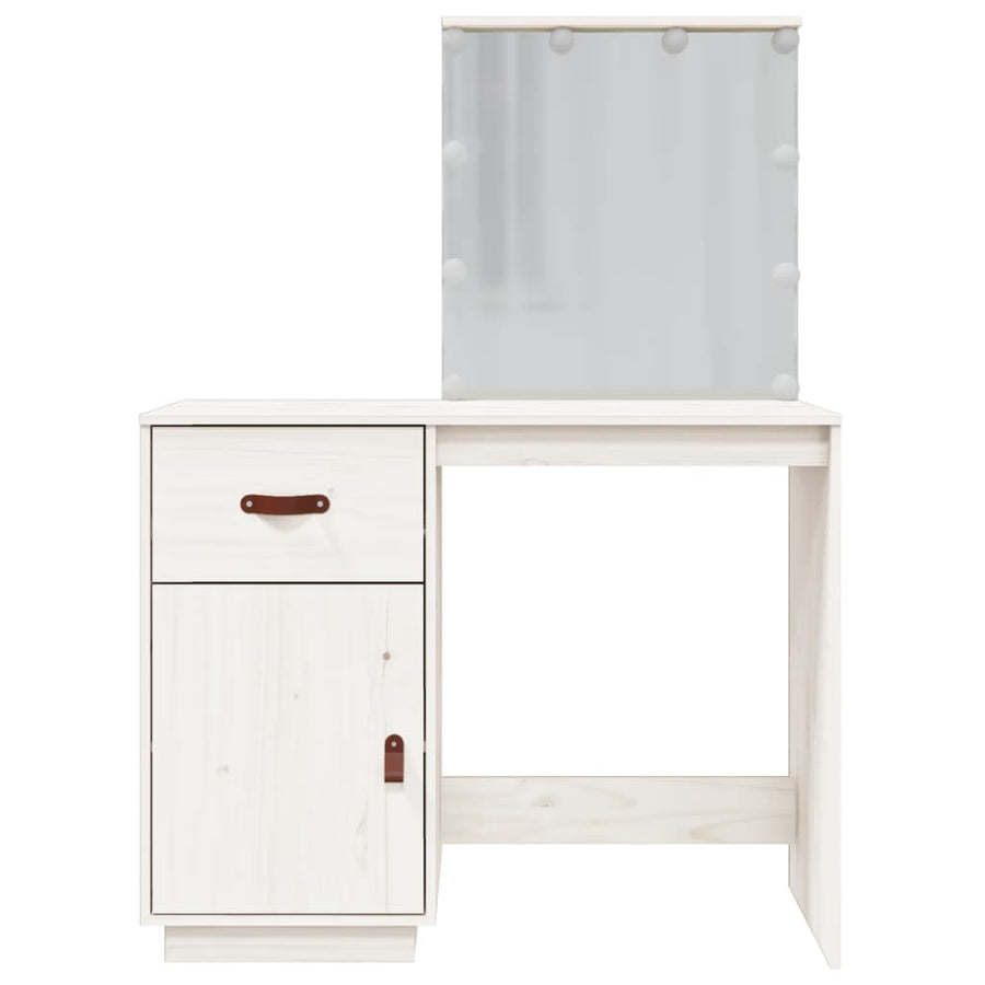 Kaptafel Met Led 95X50X133,5 Cm Massief Grenenhout Wit