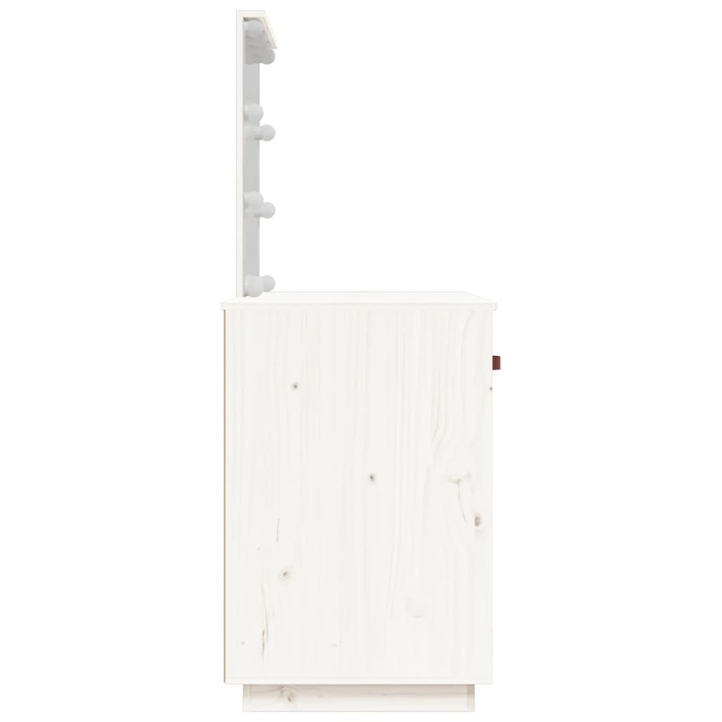 Kaptafel Met Led 95X50X133,5 Cm Massief Grenenhout Wit