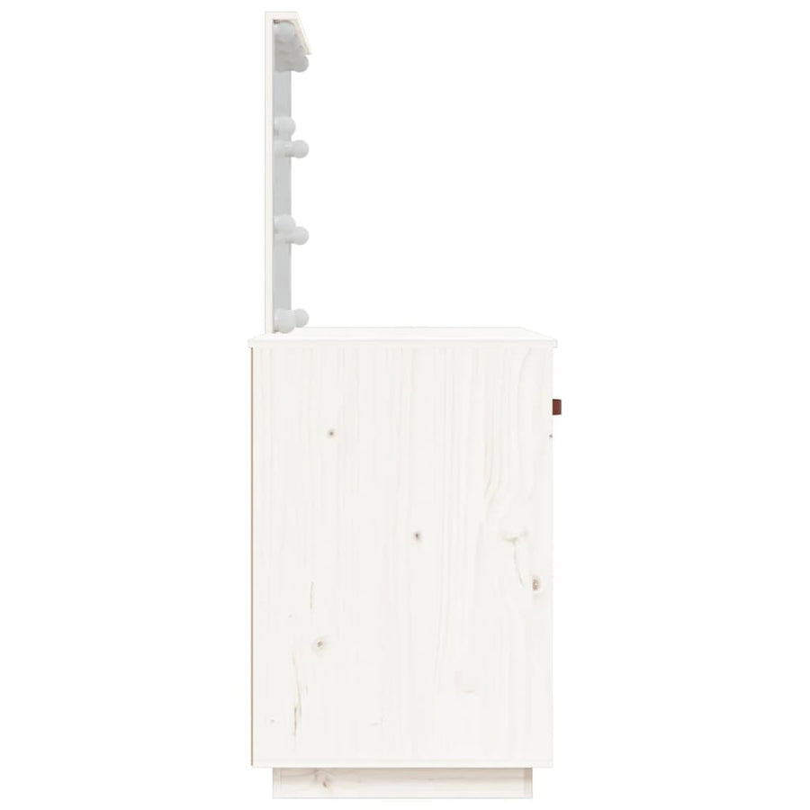 Kaptafel Met Led 95X50X133,5 Cm Massief Grenenhout Wit