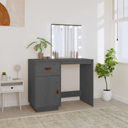 Kaptafel massief grenenhout grijs met LED 95x50x133,5 cm
