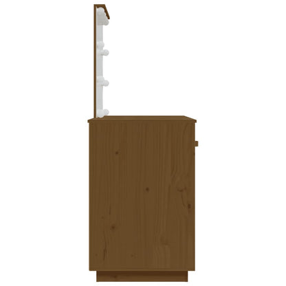 Kaptafel Met Led 95X50X133,5 Cm Massief Grenenhout Honingbruin