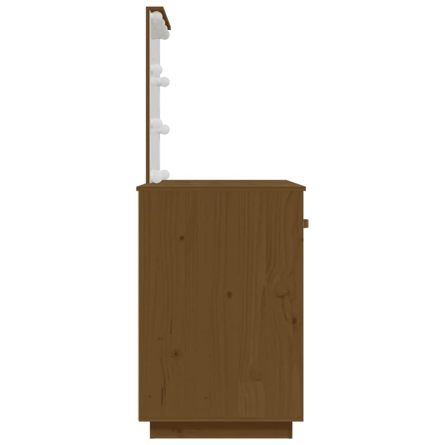 Kaptafel Met Led 95X50X133,5 Cm Massief Grenenhout Honingbruin