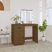 Kaptafel massief grenenhout honingbruin met LED