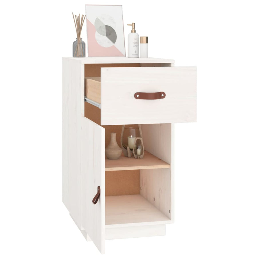 Bureaukastje 40X50X75 Cm Massief Grenenhout Wit
