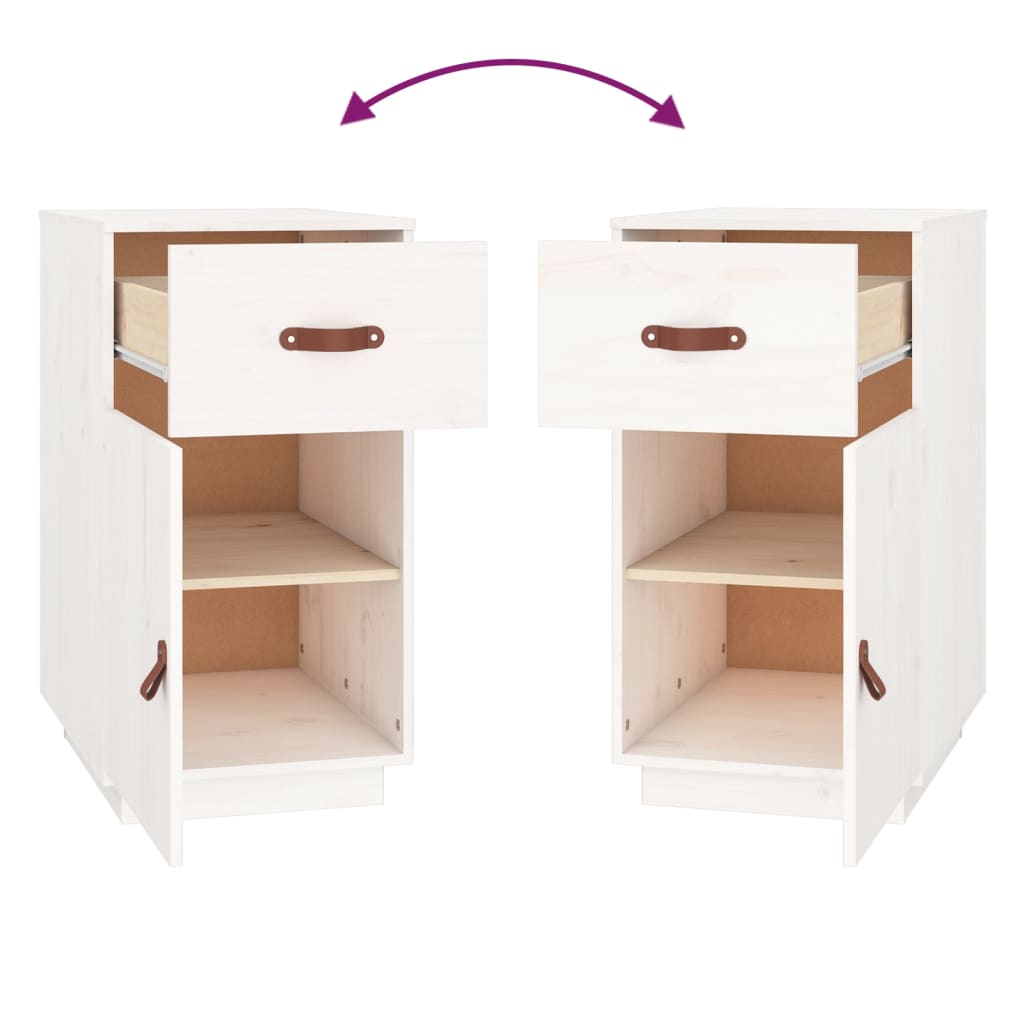 Bureaukastje 40X50X75 Cm Massief Grenenhout Wit