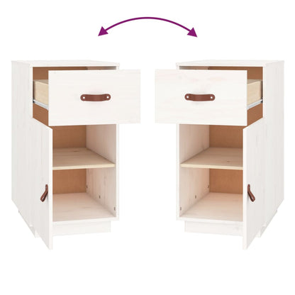 Bureaukastje 40X50X75 Cm Massief Grenenhout Wit
