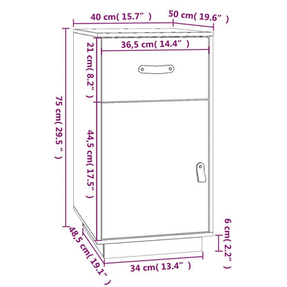 Bureaukastje 40X50X75 Cm Massief Grenenhout Wit