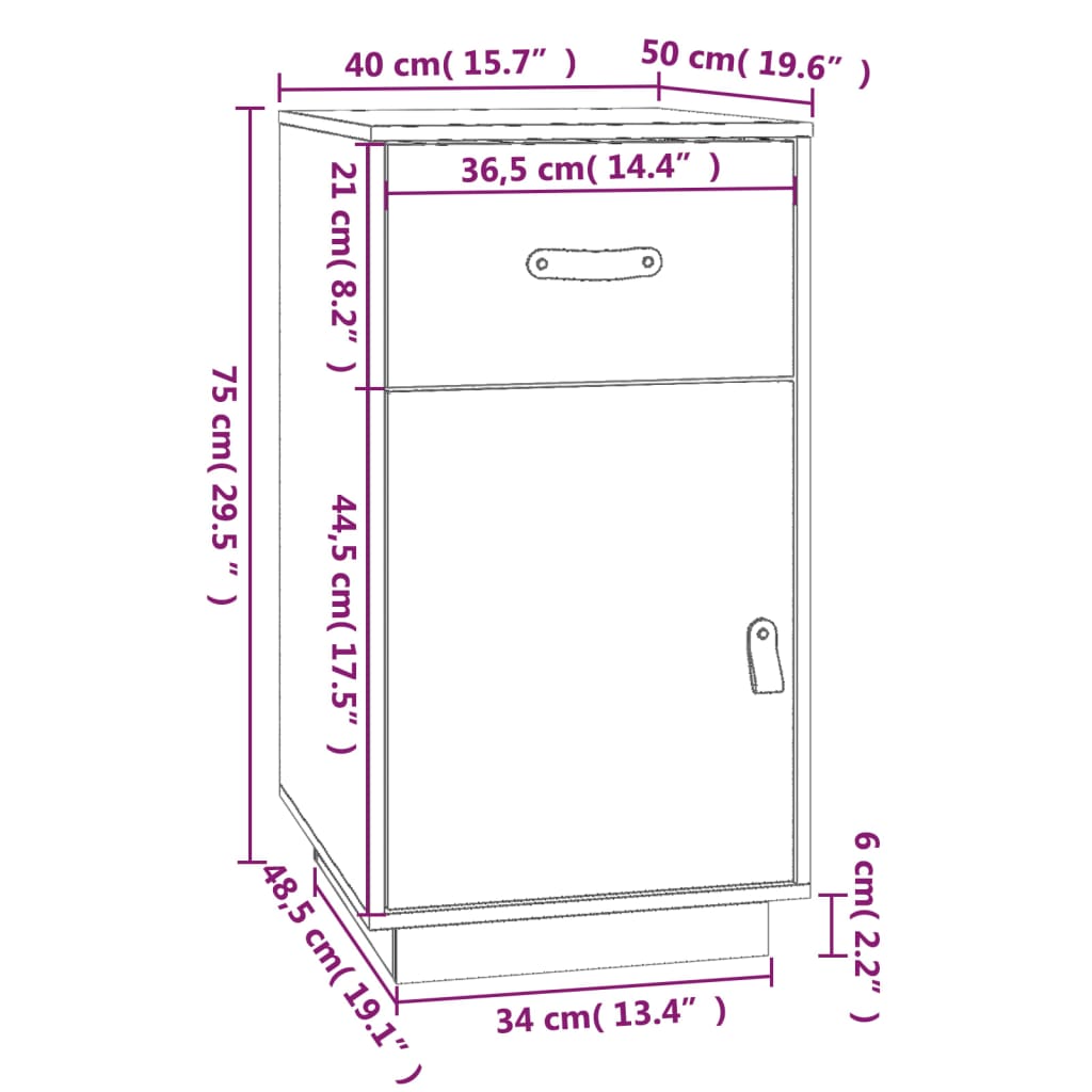 Bureau 40X50X75 Cm Massief Grenenhout Honingbruin