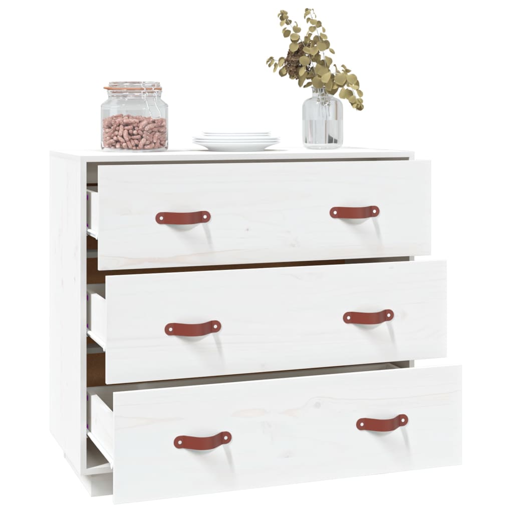 Dressoir 80x40x75 cm massief grenenhout wit