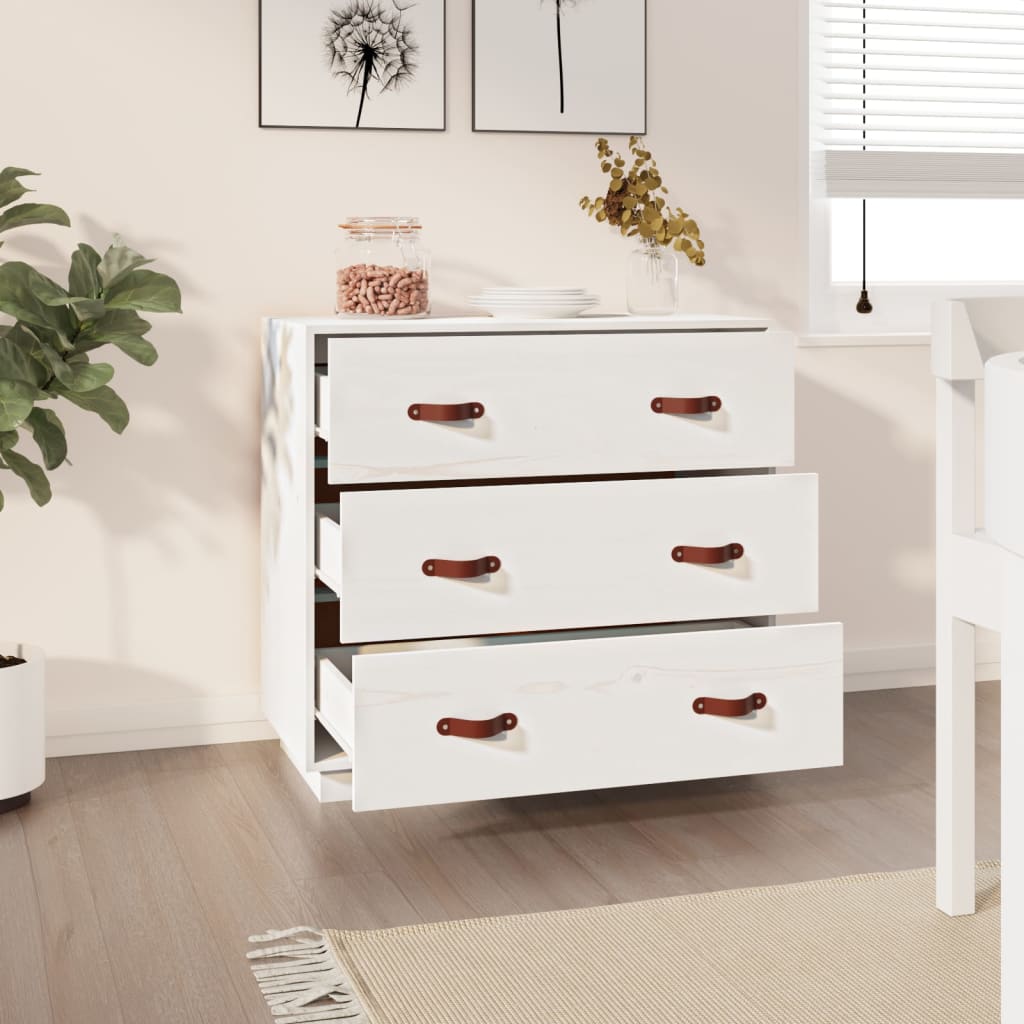 Dressoir 80x40x75 cm massief grenenhout wit