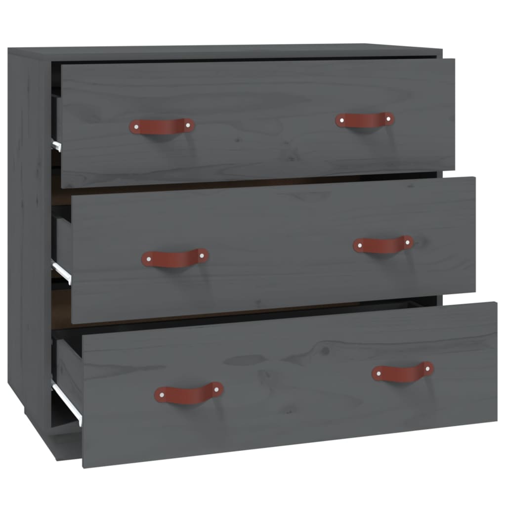 Dressoir 80X40X75 Cm Massief Grenenhout Grijs