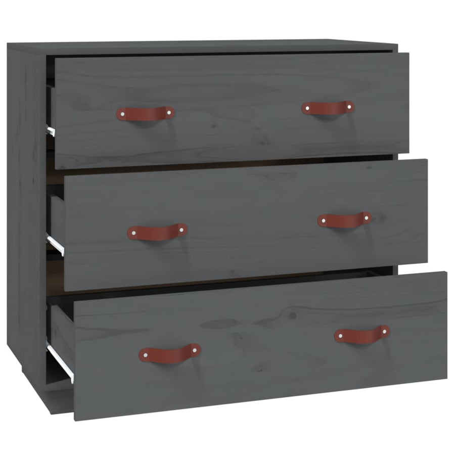 Dressoir 80X40X75 Cm Massief Grenenhout Grijs