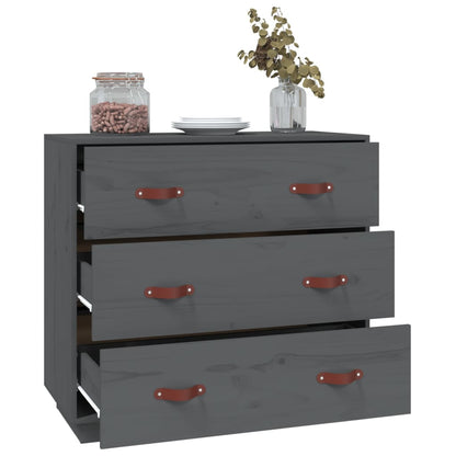 Dressoir 80X40X75 Cm Massief Grenenhout Grijs