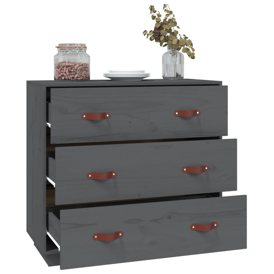 Dressoir 80X40X75 Cm Massief Grenenhout Grijs