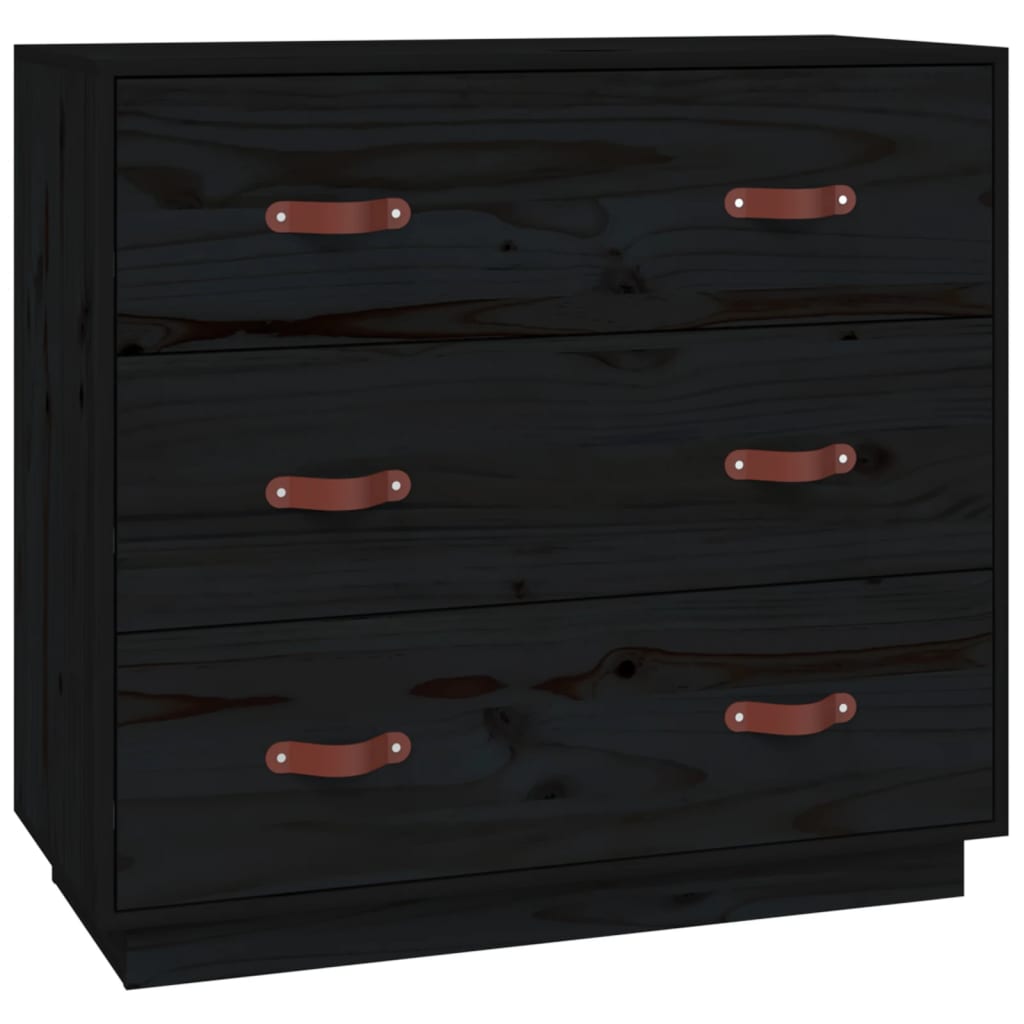 Dressoir 80X40X75 Cm Massief Grenenhout Zwart