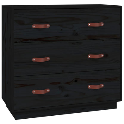 Dressoir 80X40X75 Cm Massief Grenenhout Zwart