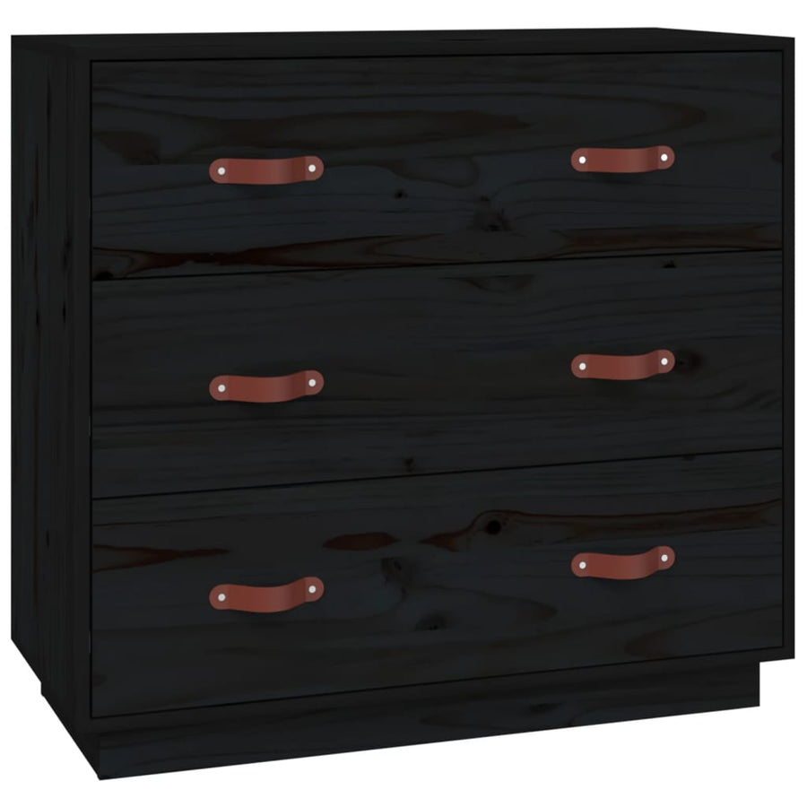 Dressoir 80X40X75 Cm Massief Grenenhout Zwart