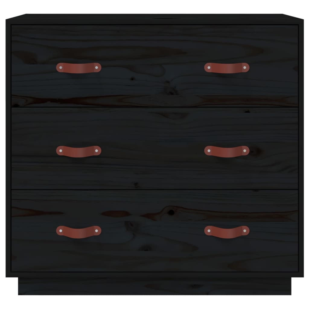 Dressoir 80X40X75 Cm Massief Grenenhout Zwart