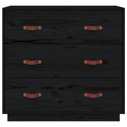Dressoir 80X40X75 Cm Massief Grenenhout Zwart