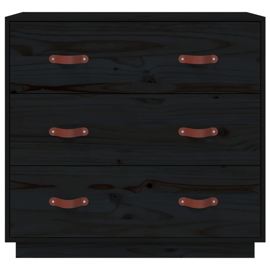 Dressoir 80X40X75 Cm Massief Grenenhout Zwart