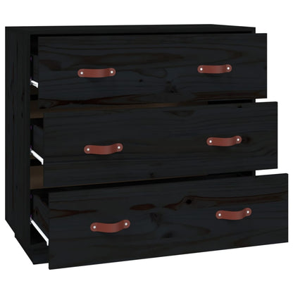 Dressoir 80X40X75 Cm Massief Grenenhout Zwart