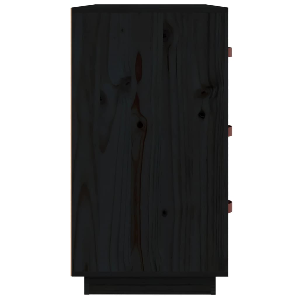 Dressoir 80X40X75 Cm Massief Grenenhout Zwart