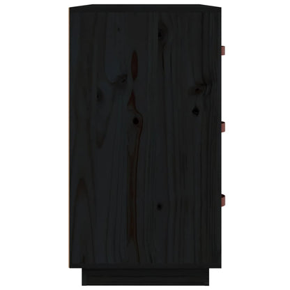 Dressoir 80X40X75 Cm Massief Grenenhout Zwart