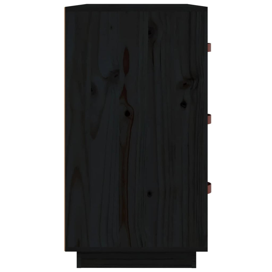 Dressoir 80X40X75 Cm Massief Grenenhout Zwart