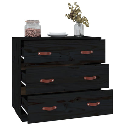 Dressoir 80X40X75 Cm Massief Grenenhout Zwart