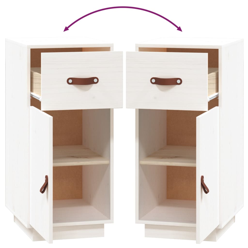 Dressoir 34X40X75 Cm Massief Grenenhout Wit