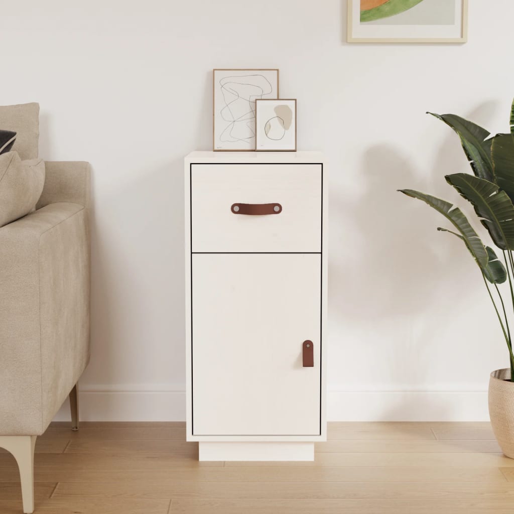 Dressoir 34X40X75 Cm Massief Grenenhout Wit