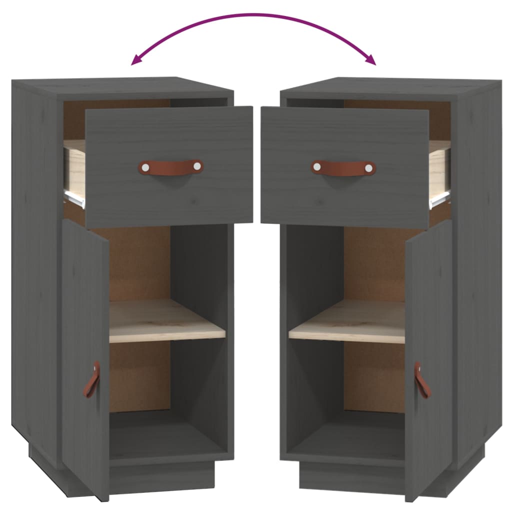 Dressoir 34X40X75 Cm Massief Grenenhout Grijs