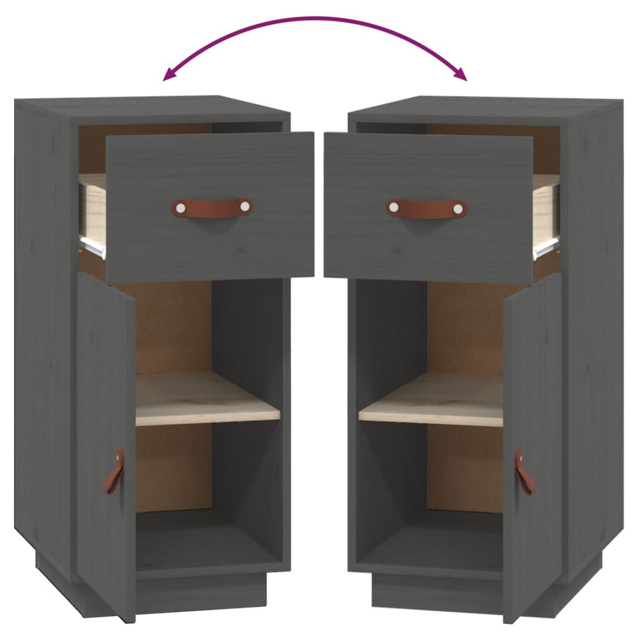 Dressoir 34X40X75 Cm Massief Grenenhout Grijs