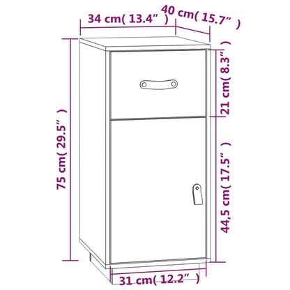 Dressoir 34X40X75 Cm Massief Grenenhout Grijs