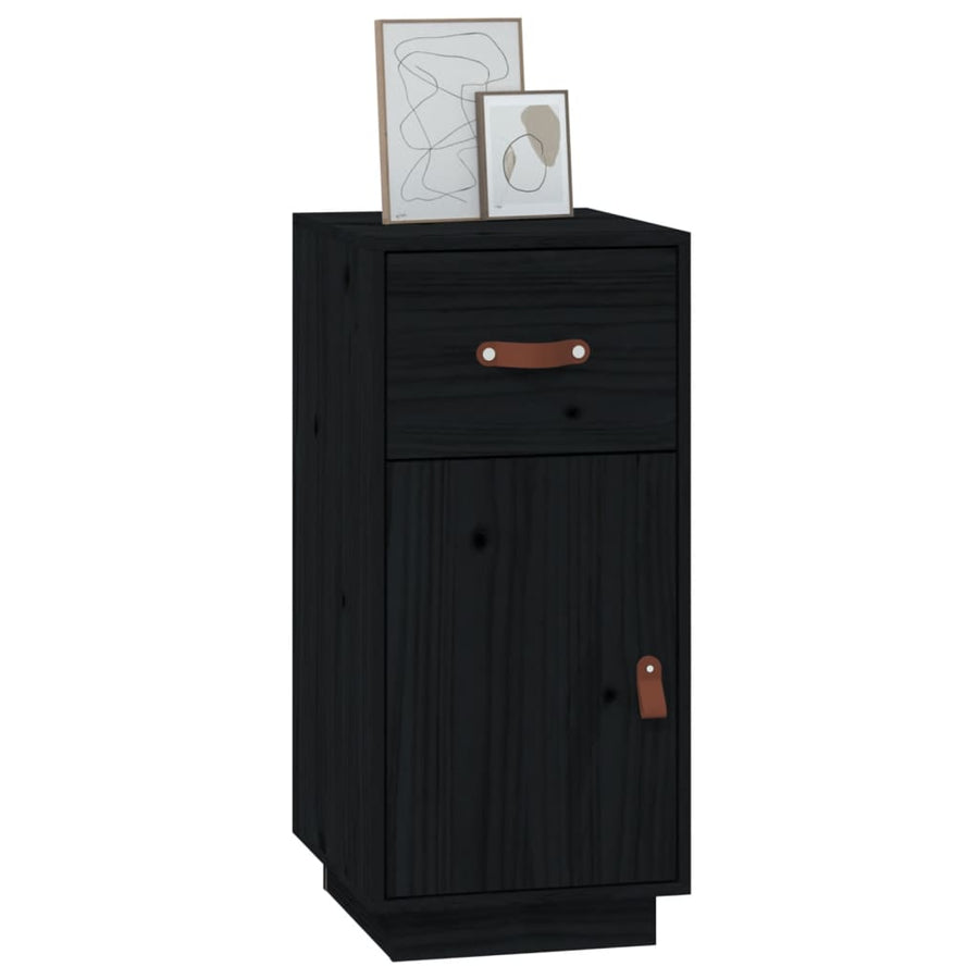 Dressoir 34X40X75 Cm Massief Grenenhout Zwart