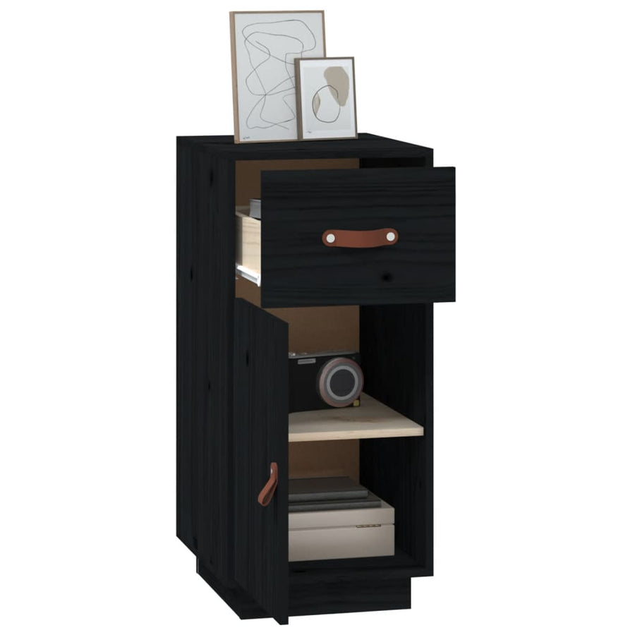 Dressoir 34X40X75 Cm Massief Grenenhout Zwart
