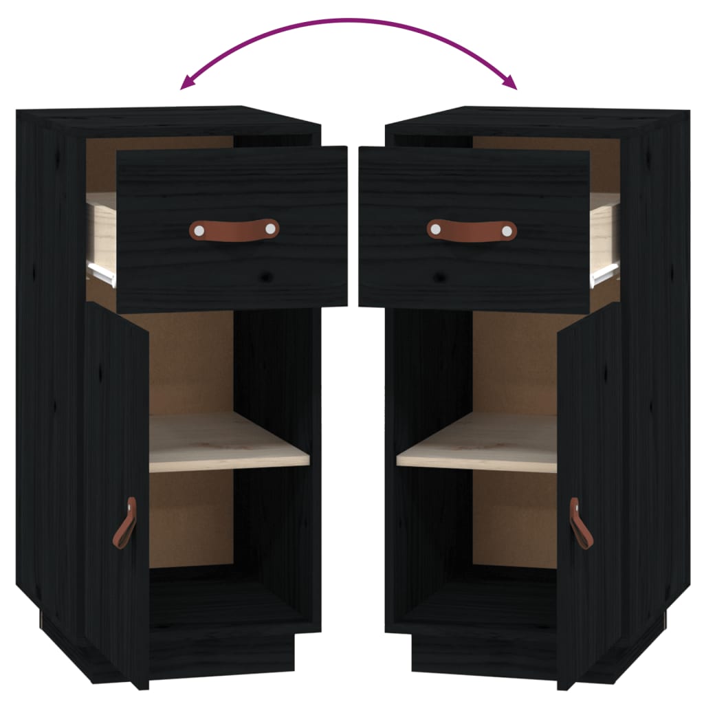 Dressoir 34X40X75 Cm Massief Grenenhout Zwart