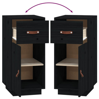 Dressoir 34X40X75 Cm Massief Grenenhout Zwart