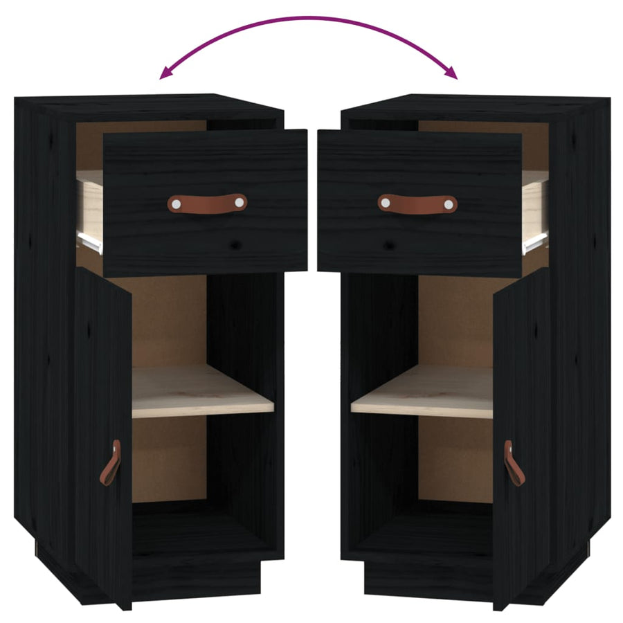 Dressoir 34X40X75 Cm Massief Grenenhout Zwart