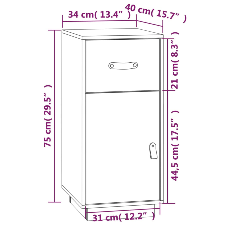 Dressoir 34X40X75 Cm Massief Grenenhout Zwart