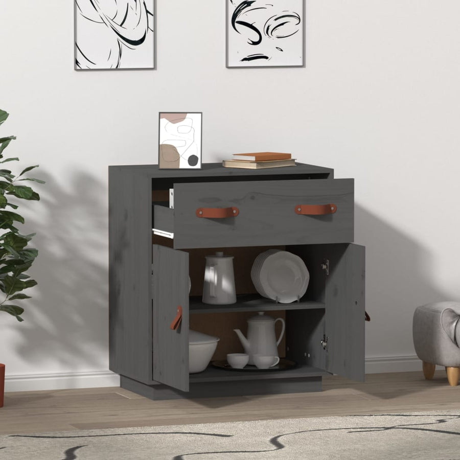 Dressoir 65,5X40X75 Cm Massief Grenenhout Grijs
