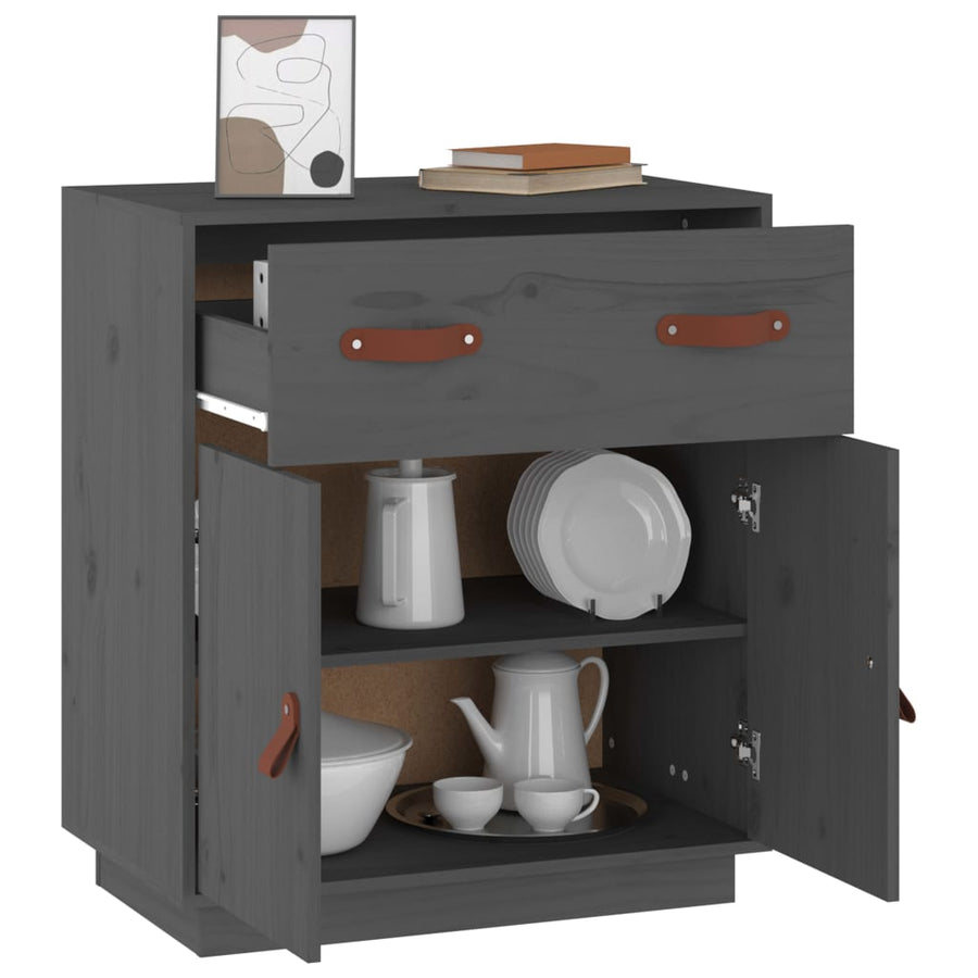 Dressoir 65,5X40X75 Cm Massief Grenenhout Grijs