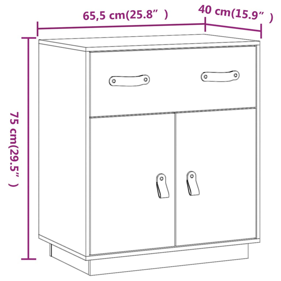 Dressoir 65,5X40X75 Cm Massief Grenenhout Grijs
