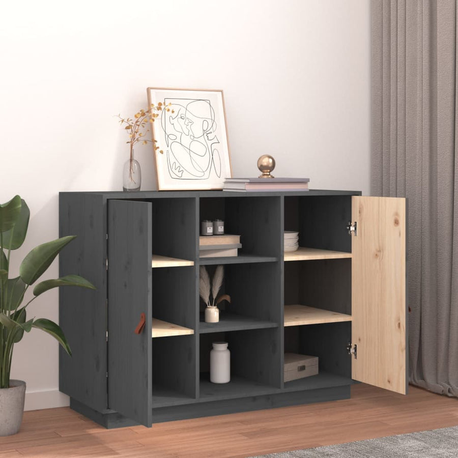 Dressoir 100X40X75 Cm Massief Grenenhout Grijs
